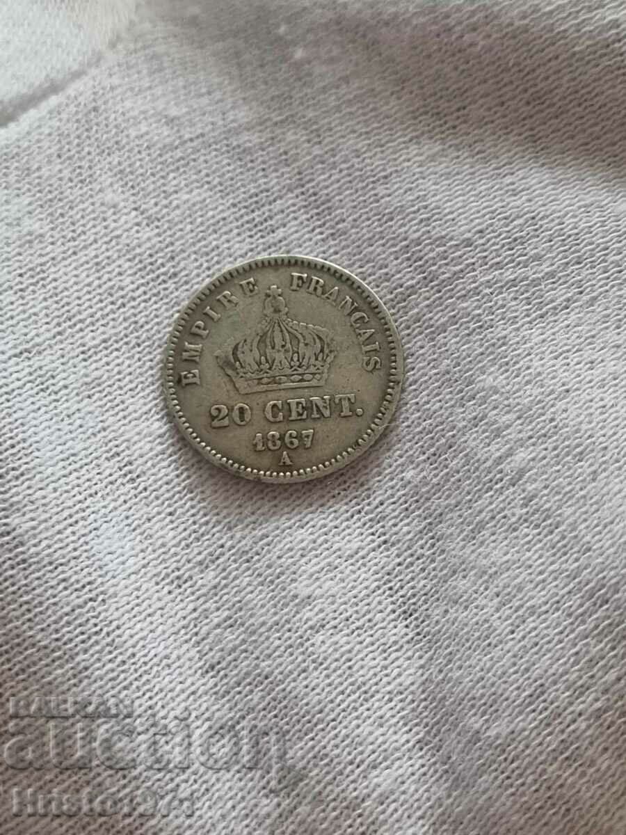 20 Centimes 1867 France 20 Centimes 1867 France