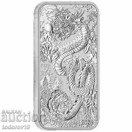 Lingouri de argint „Dragon” 2024 de 1 oz