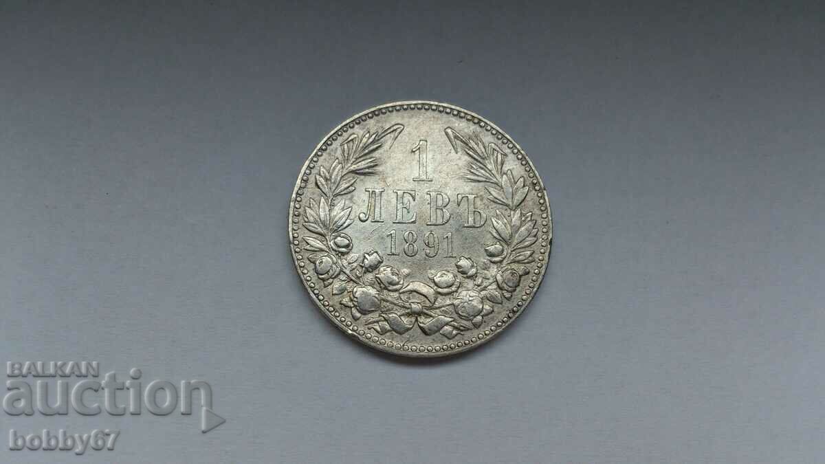 Silver coin of 1 lev 1891