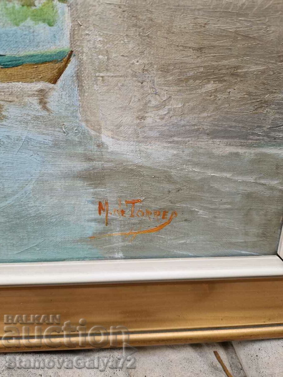 Υπέροχη αντίκα ισπανική ζωγραφική με λάδι σε καμβά - 5 Υπέροχη αντίκα ισπανική ζωγραφική με λάδι σε καμβά - 5