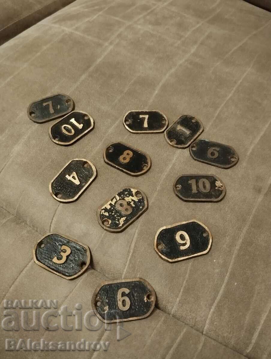 Lot of old brass plate numbers