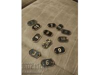 Lot of old brass plate numbers