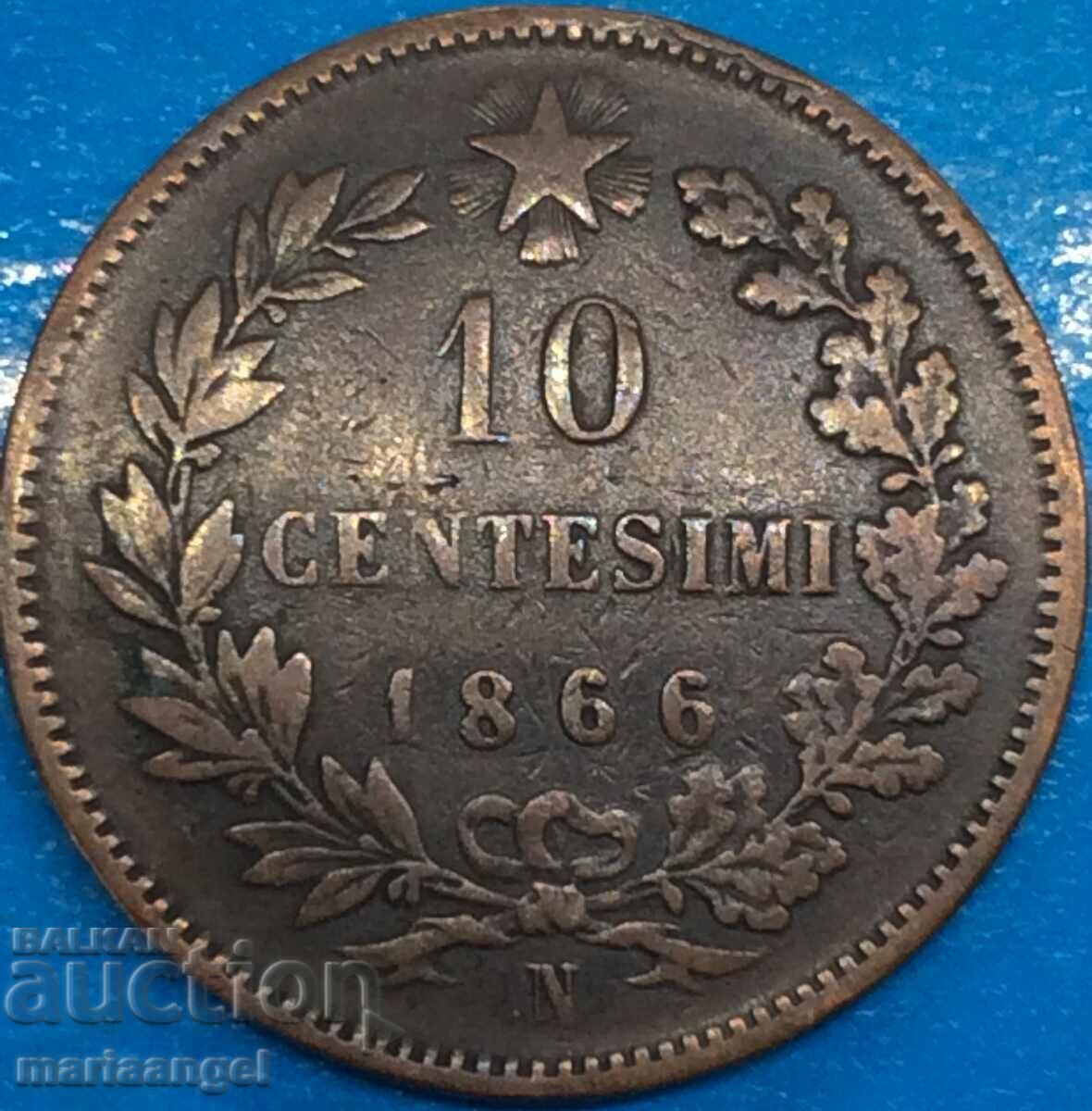 10 Centesimi 1866 N - Napoli Italia 30mm Victor Emmanuel