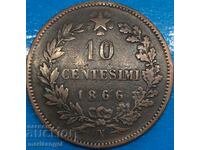 10 Centesimi 1866 N - Naples Italy 30mm Victor Emmanuel