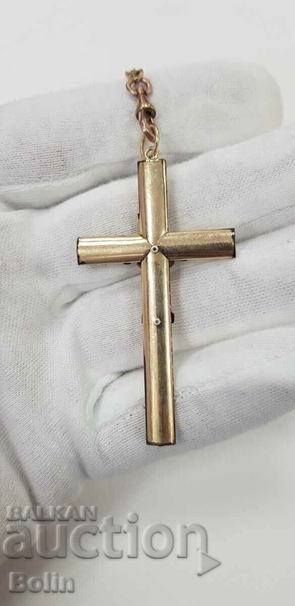 Very rare gilt cross with turquoises and pearls 19th century - 7 Very rare gilt cross with turquoises and pearls 19th century - 7