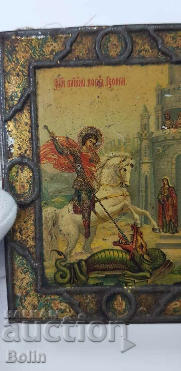 Rare Russian royal icon St. George the Victorious 19.-20. century with price € 130.00 | 254.26 BGN Rare Russian royal icon St. George the Victorious 19.-20. century with price € 130.00 | 254.26 BGN