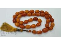 Unique Ottoman, Turkish rosary, amber 33 beads 19c.