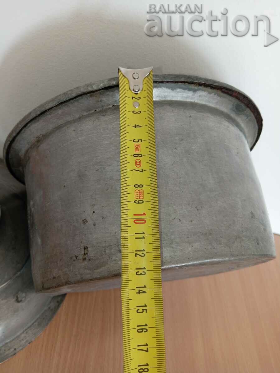 Old tin pot, copper pot with lid - 6 Old tin pot, copper pot with lid - 6