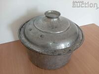 Old tin pot, copper pot with lid