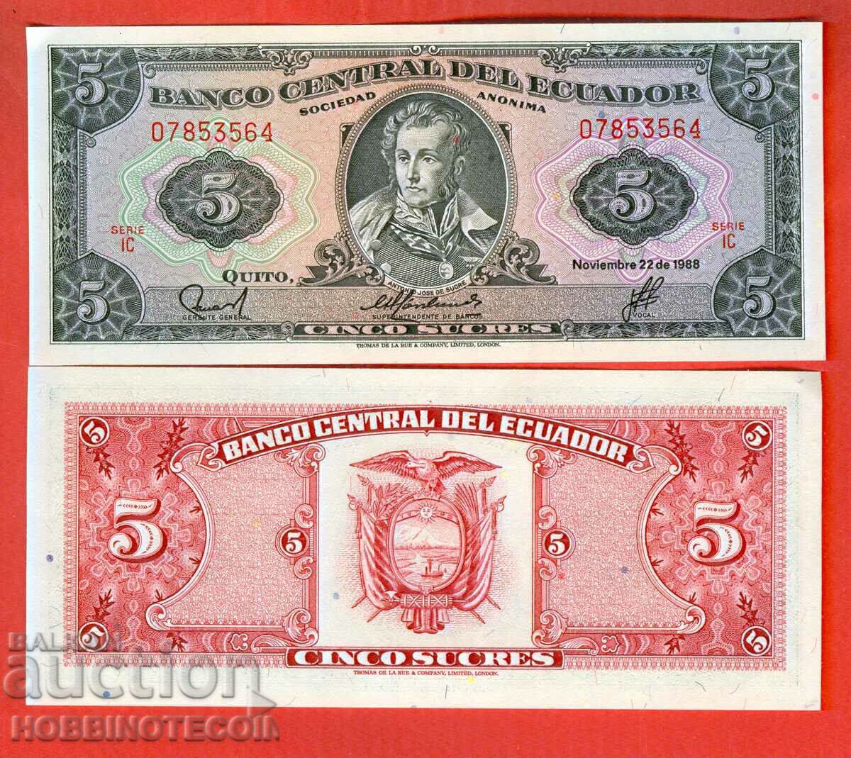 ECUADOR ECUADOR 5 τεύχος τεύχος 1988 NEW UNC