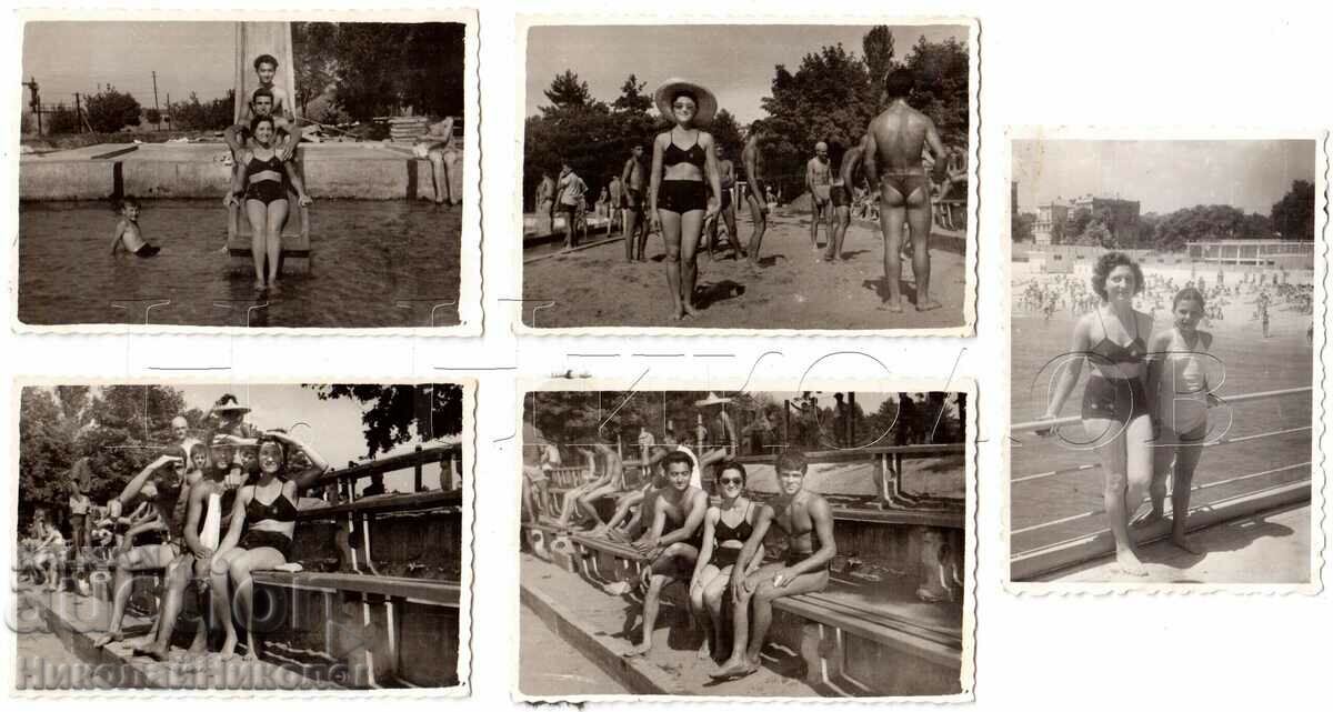 LOT 5x SMALL OLD PHOTOS FUN NEAR THE POOL D033