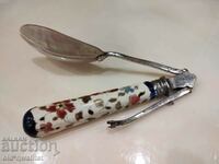 SPOON double natural mother of pearl porcelain handle, Art