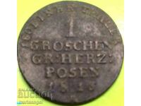 Poland 1 grosz 1813 Poznan - key data - rare year