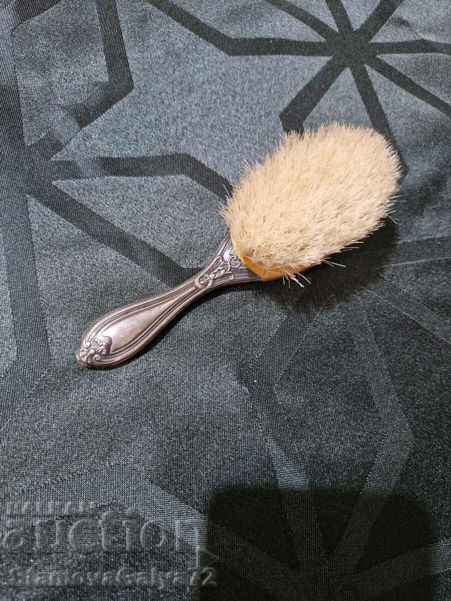A wonderful antique English silver brush - 6
