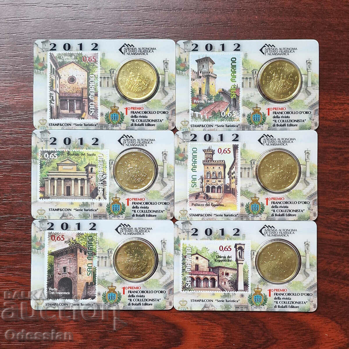 San Marino • "Tourist" set of 6 cards for stamps and coins