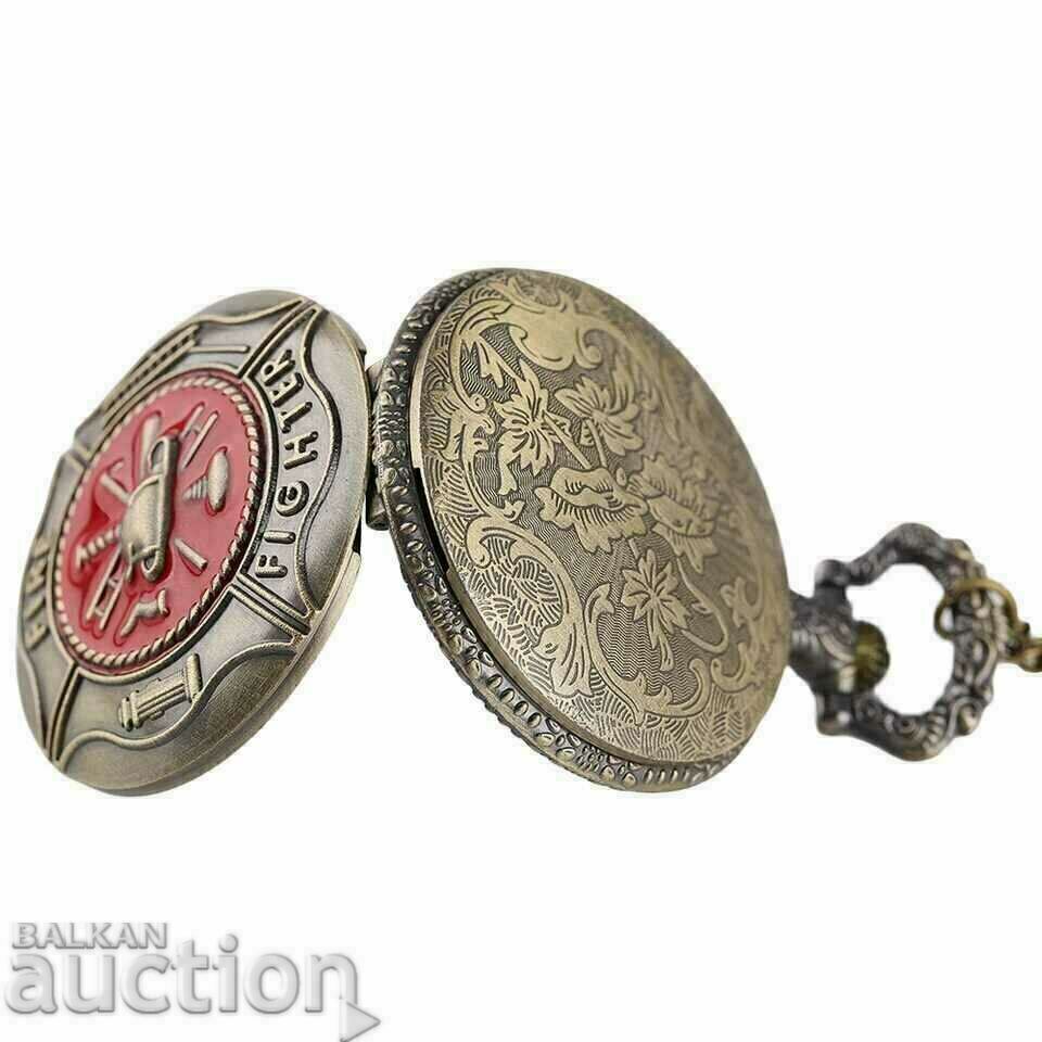 Auction New pocket watch fireman fireman helmet fire Auction New pocket watch fireman fireman helmet fire