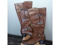 Branded leather women's boots