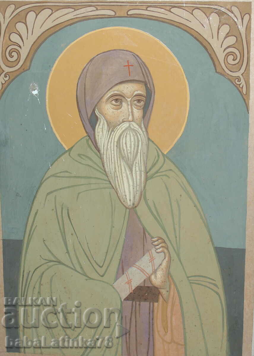 Painting religious theme Tempera paints Saint Ivan of Rila