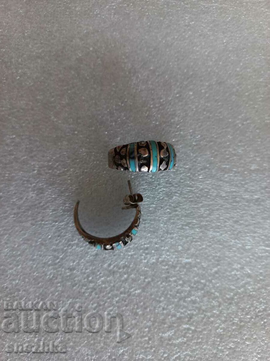 Auction Jewelry - earrings by Angelo Krasini - silver + turquoise Auction Jewelry - earrings by Angelo Krasini - silver + turquoise