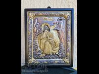 A great antique silver icon of Saint Elijah the Prophet