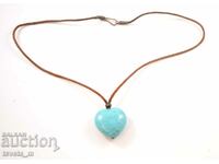 NECKLACE MEDALLION PENDANT HEART NATURAL STONE