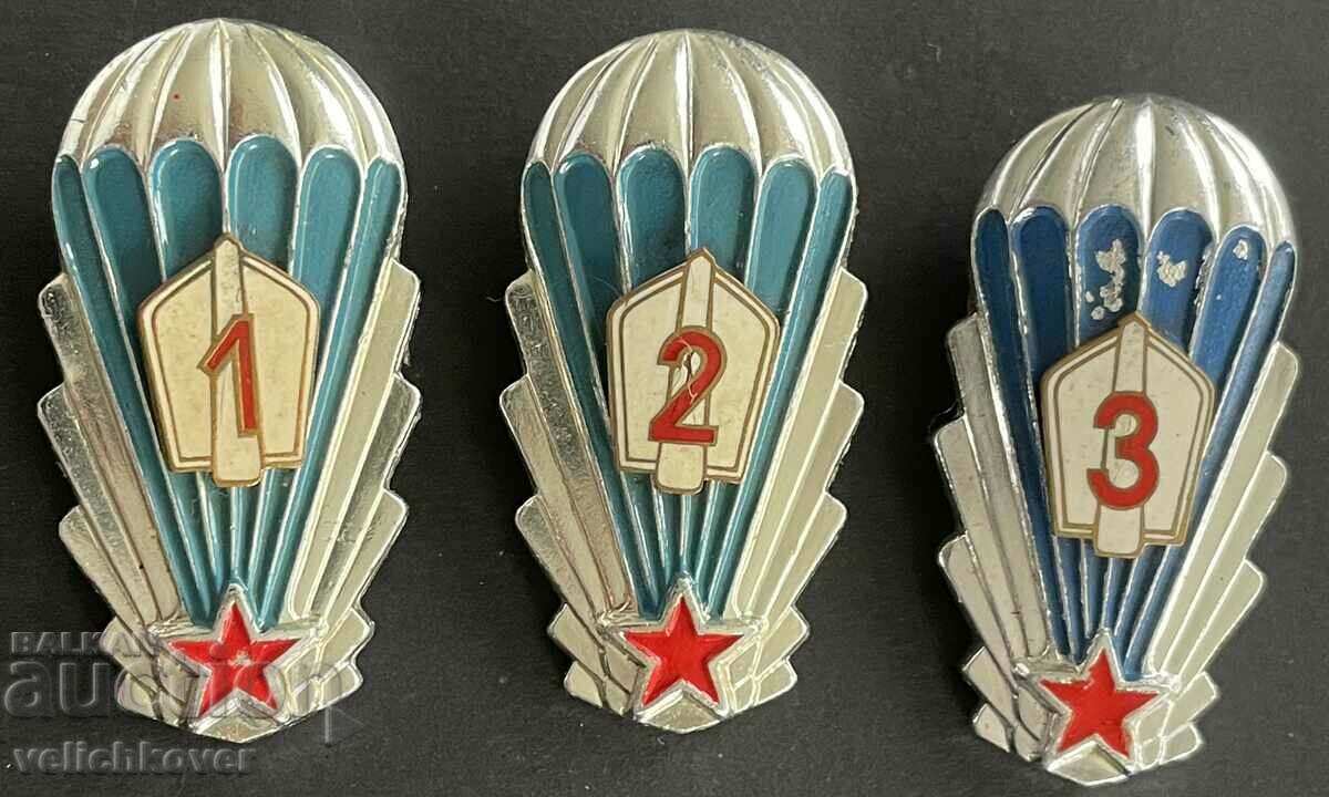 38681 Czechoslovakia 3 parachute insignia parachutist 1-2-3 class