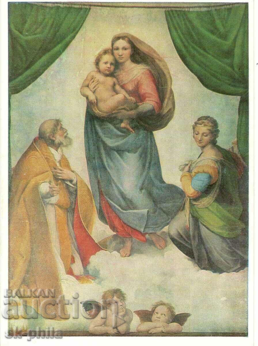 Old postcard - art - Raphael, Sistine Madonna