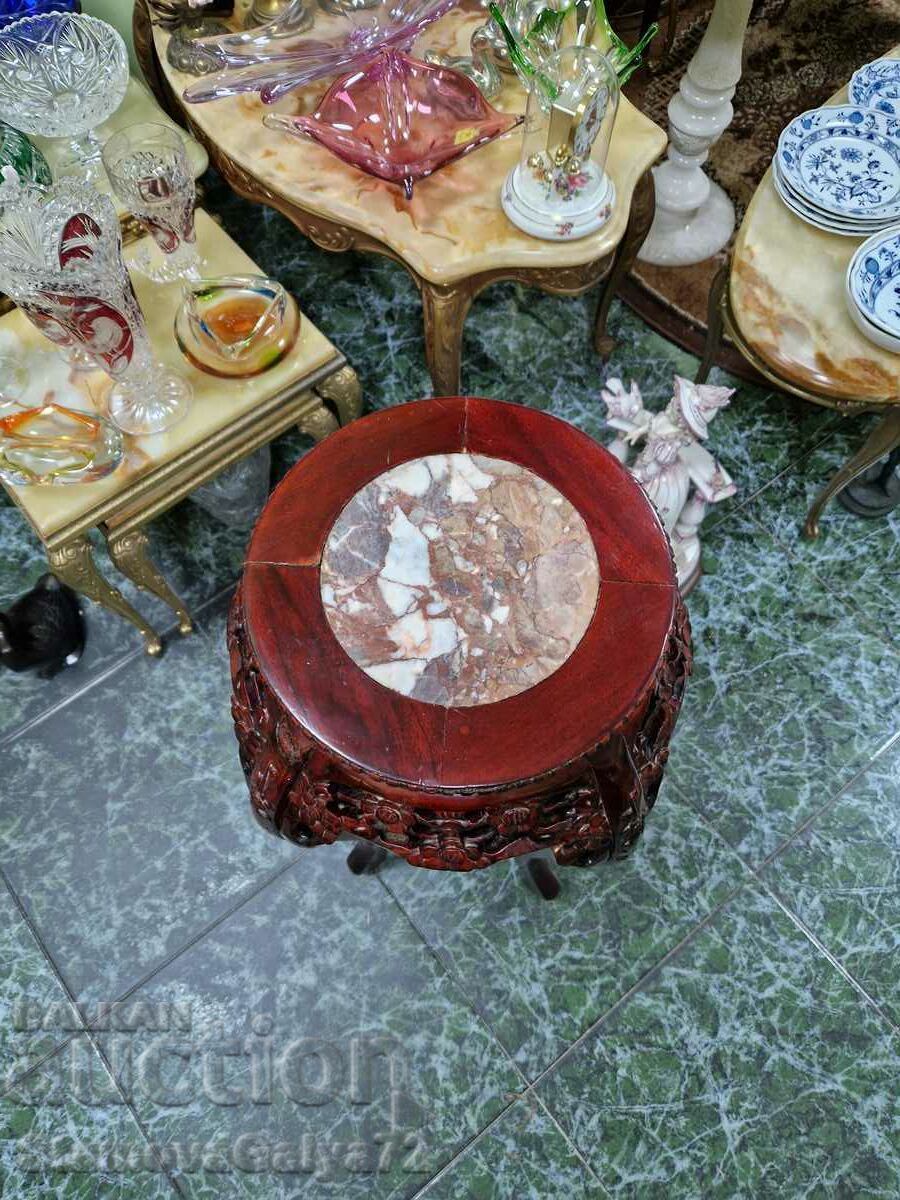 Delivery of A lovely antique wooden coffee table with a marble top Delivery of A lovely antique wooden coffee table with a marble top