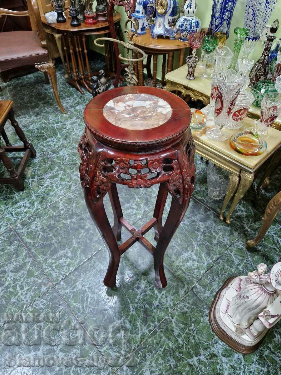 A lovely antique wooden coffee table with a marble top - 5 A lovely antique wooden coffee table with a marble top - 5