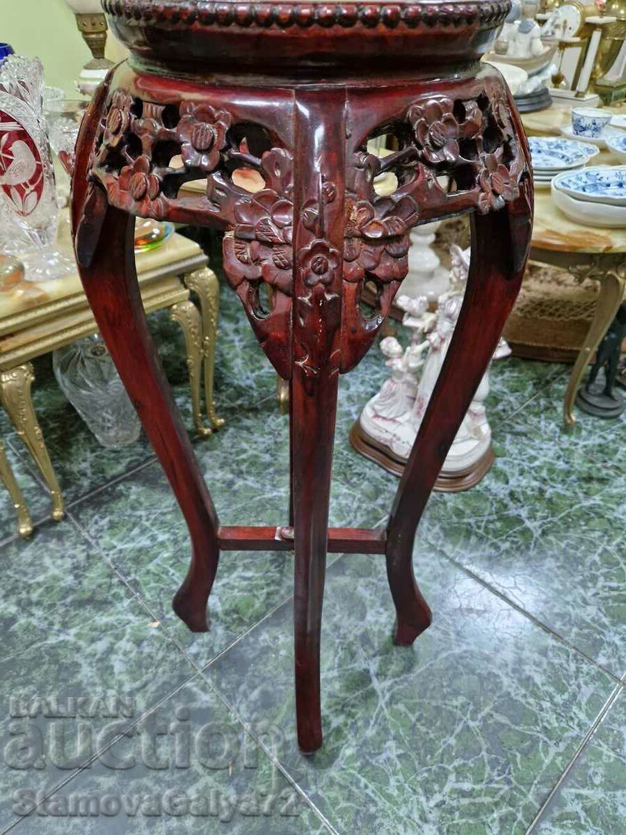 A lovely antique wooden coffee table with a marble top - 6 A lovely antique wooden coffee table with a marble top - 6
