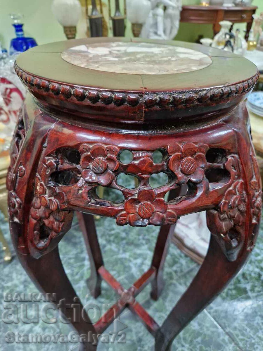 A lovely antique wooden coffee table with a marble top - 7 A lovely antique wooden coffee table with a marble top - 7