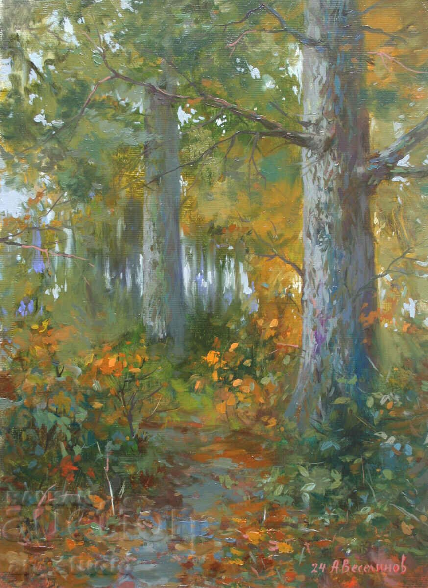 Autumn in the forest - oil paints