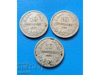 Three pieces of 10 cents 1906