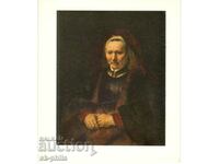 Old postcard - Art - Rembrandt, Old woman