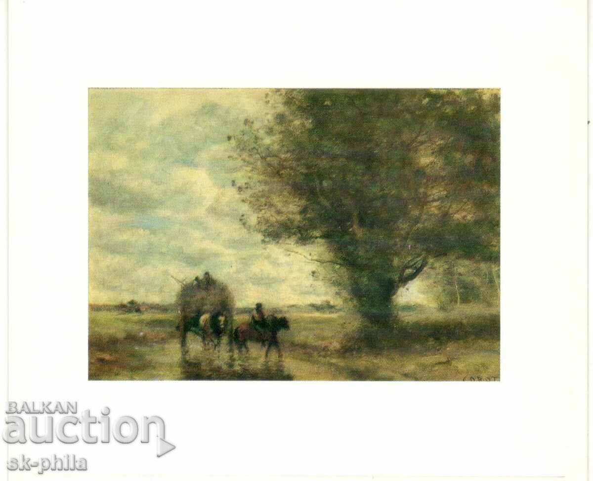 Old postcard - Art - Camille Corot, Haymaking