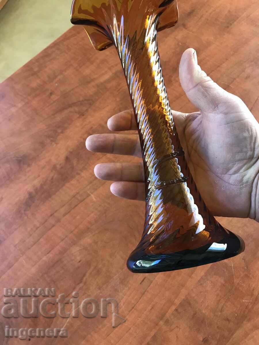 Auction THICK-WALLED RELIEF GLASS VASE FROM SOZA ORNAMENTS Auction THICK-WALLED RELIEF GLASS VASE FROM SOZA ORNAMENTS