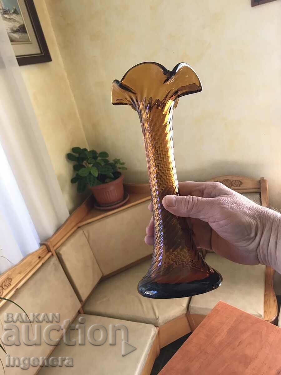 THICK-WALLED RELIEF GLASS VASE FROM SOZA ORNAMENTS - 6 THICK-WALLED RELIEF GLASS VASE FROM SOZA ORNAMENTS - 6