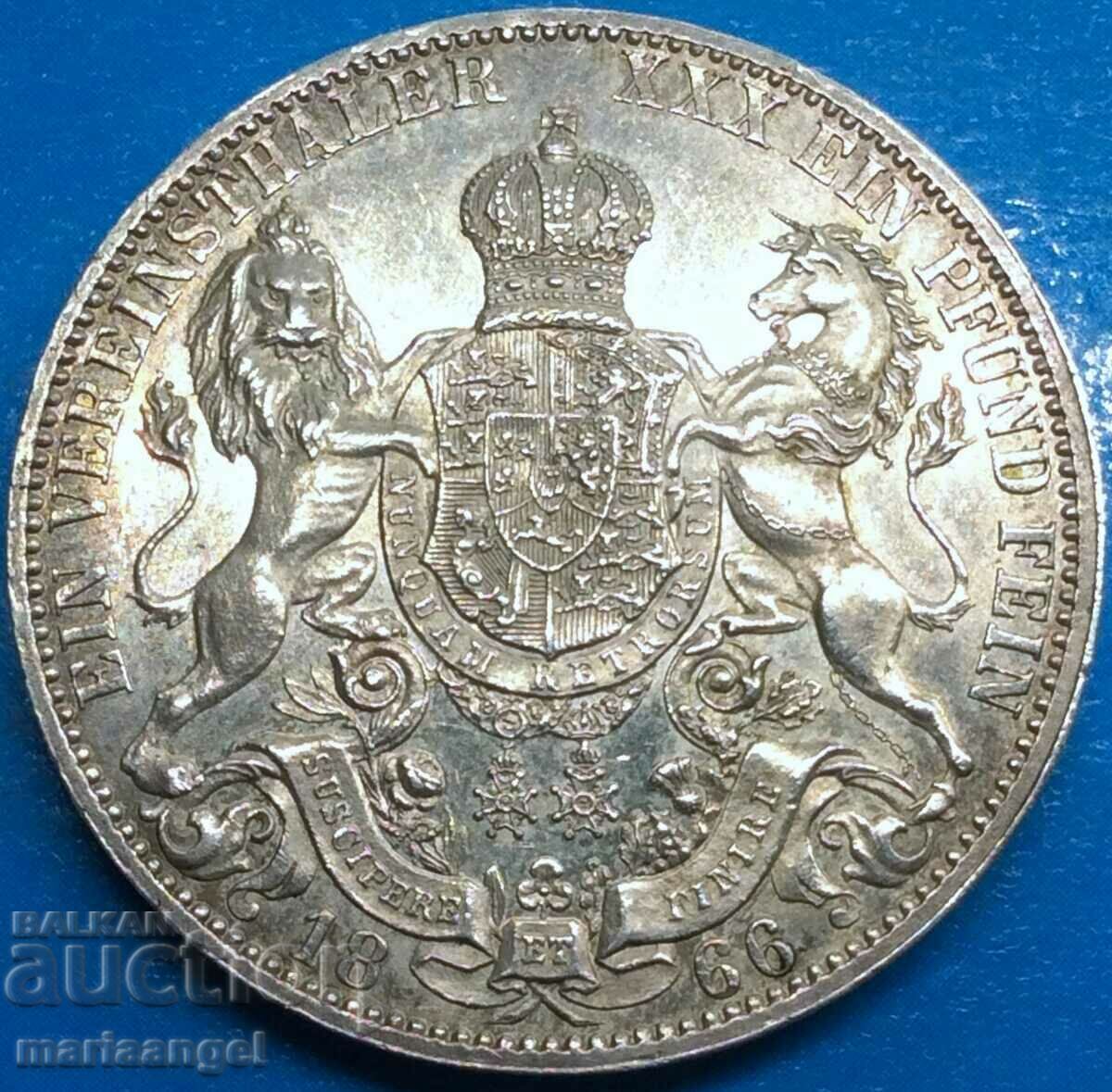 Hanover 1 Thaler 1866 Germany George V Silver