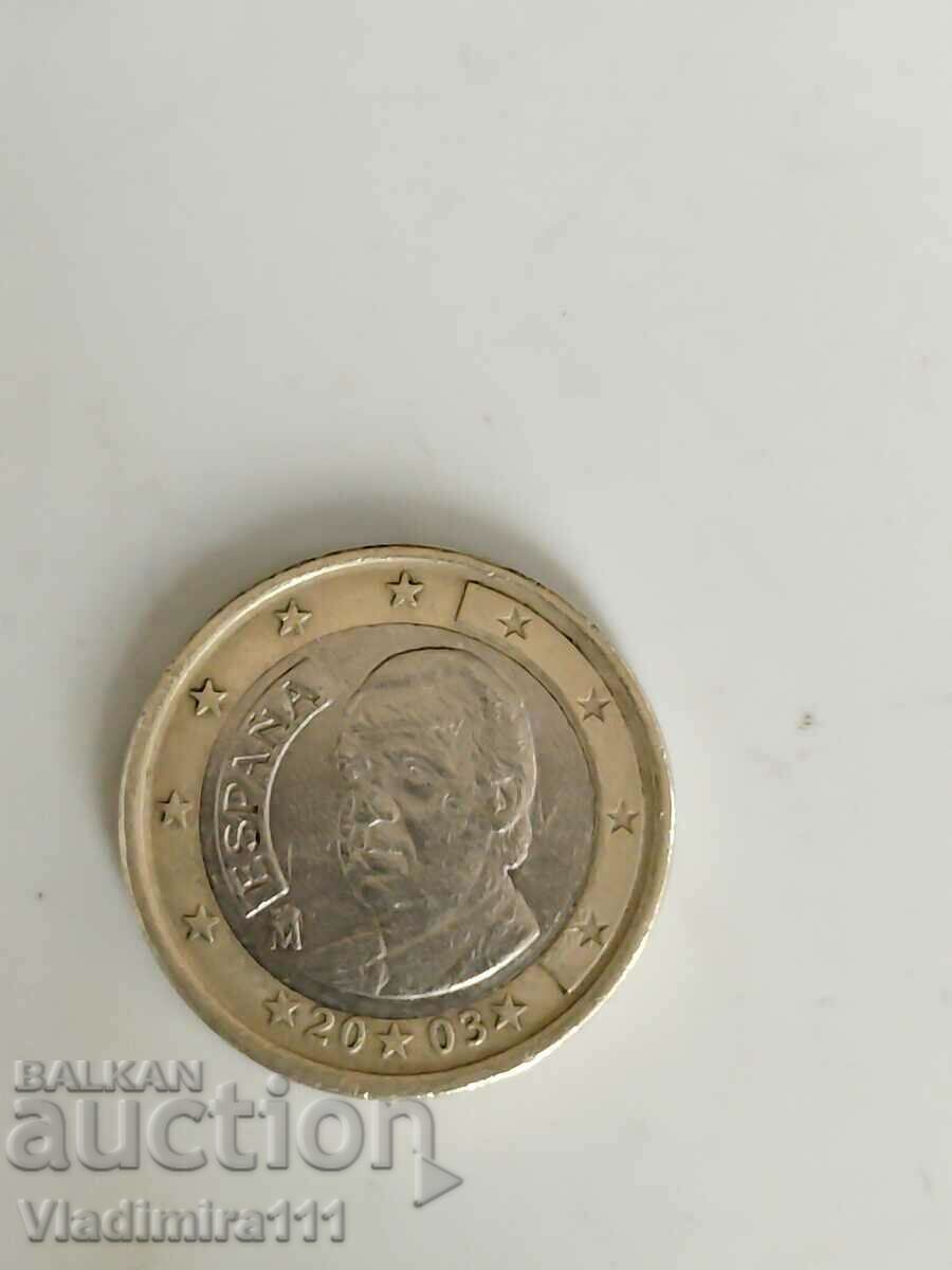 2003 Spain 1 euro, distorted die when minted