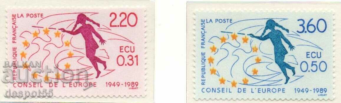 1989. Франция. 40-та годишнина на Съвета на Европа.