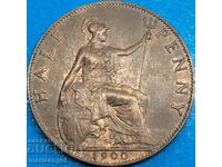 Great Britain 1/2 Penny 1900 Victoria UNC Bronze