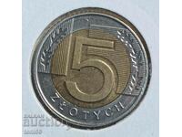 Poland 5 zlotys 2016 aUNC