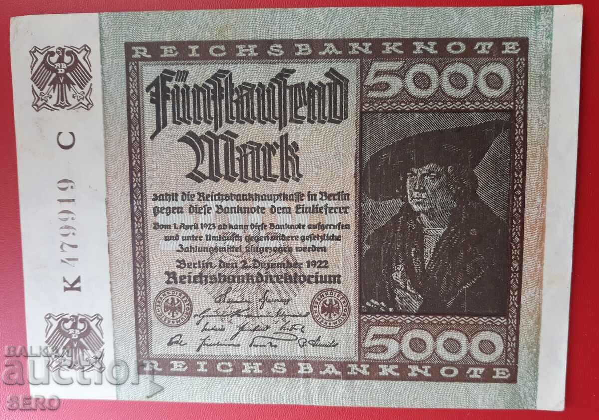 Bancnotă-Germania-5000 de mărci 1922