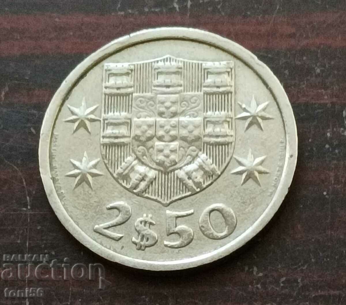 Portugalia 2,5 escudos 1974 aUNC