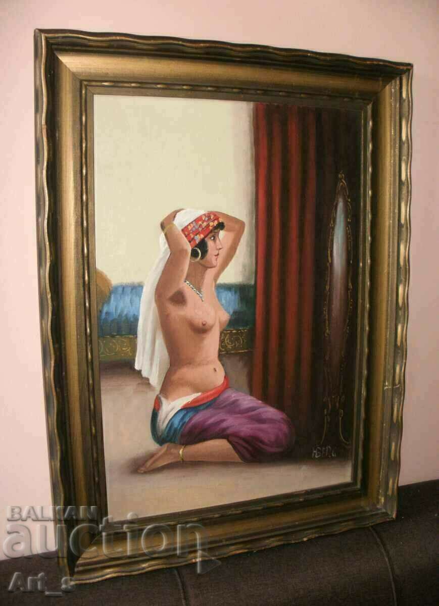 Licitație „Oglindă, oglindă” – ulei pe pânză într-un cadru de lemn