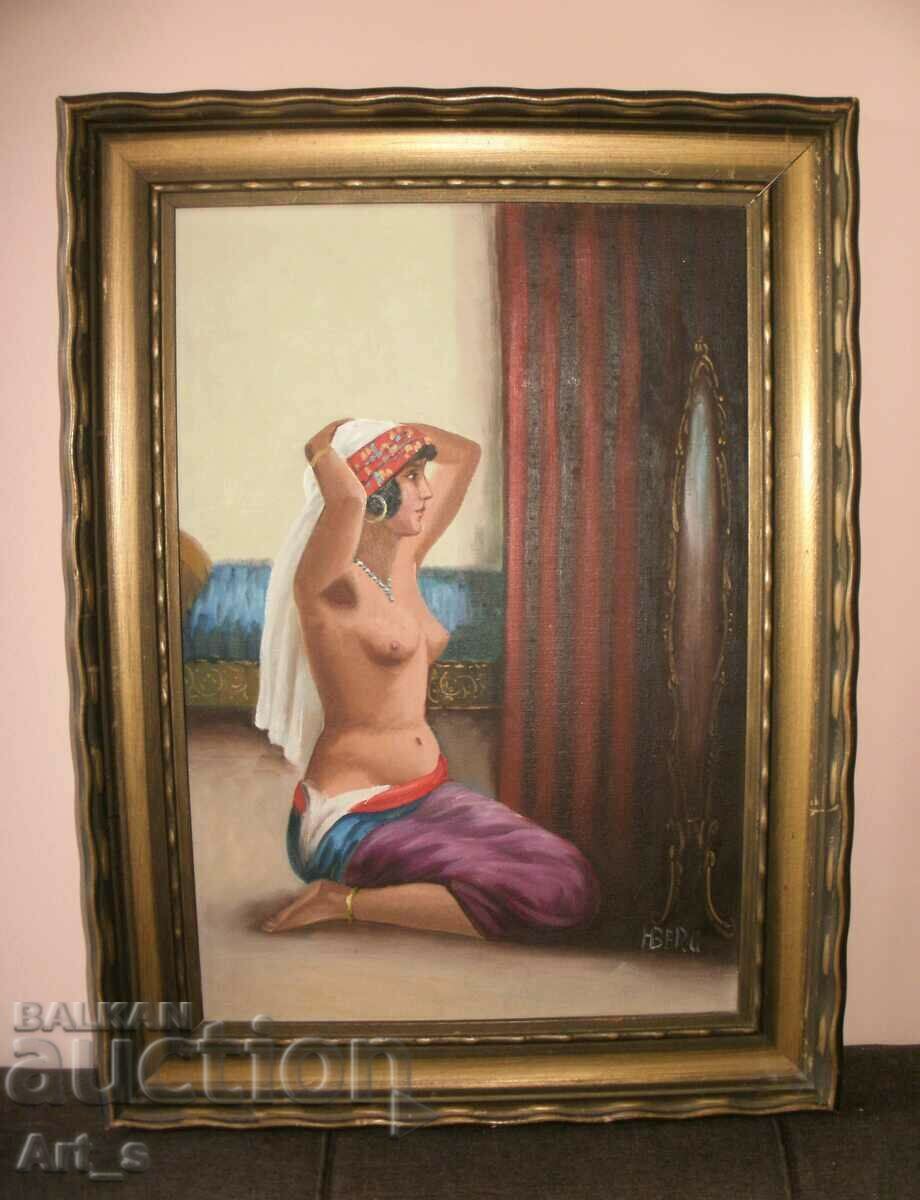 "Mirror, mirror" - oil on canvas in a wooden frame