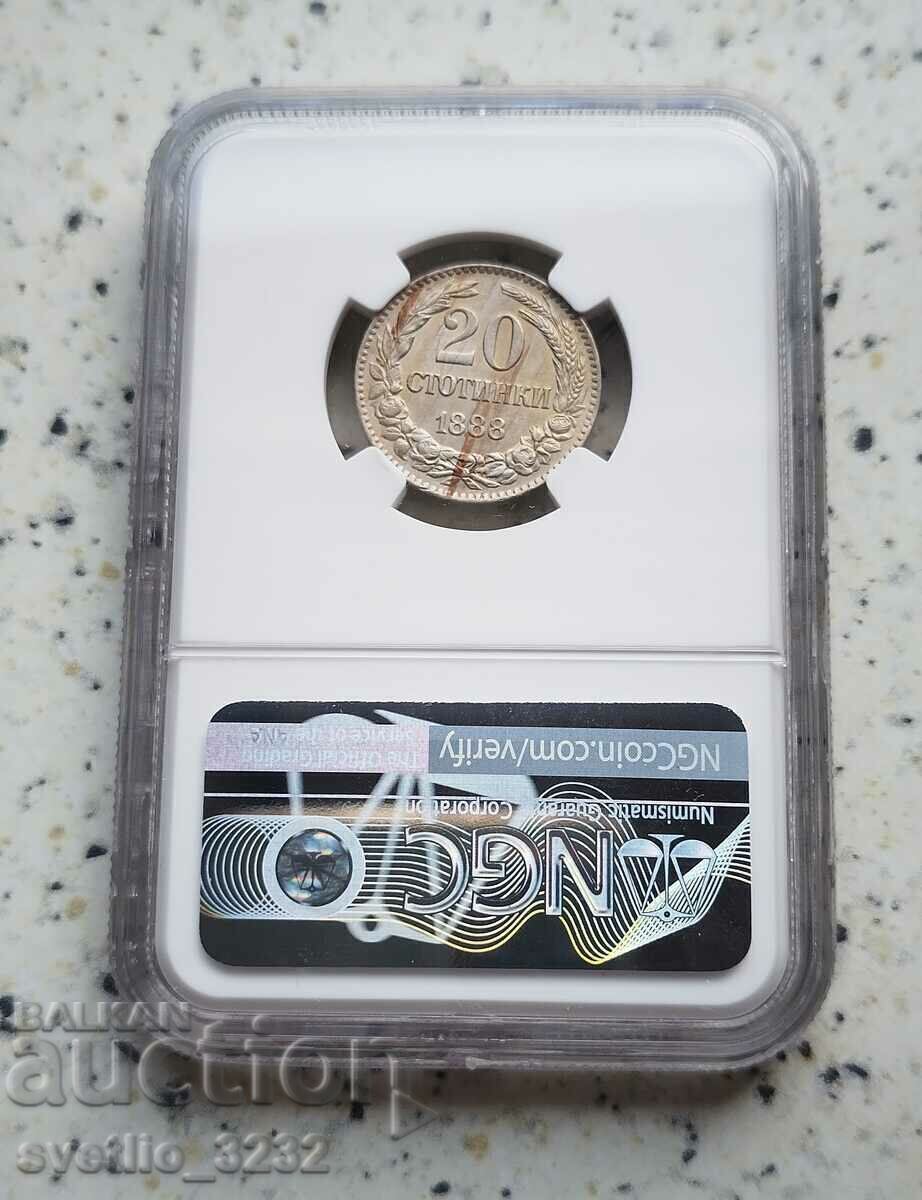 20 cents 1888 MS 62 NGC with price 1999.00 BGN | € 1022.07