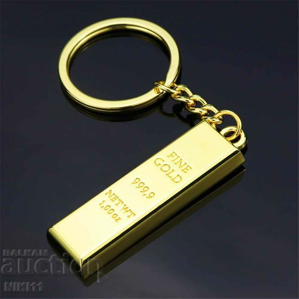 Keyring Gold bar, gold, Gold with price 7.00 BGN | € 3.58