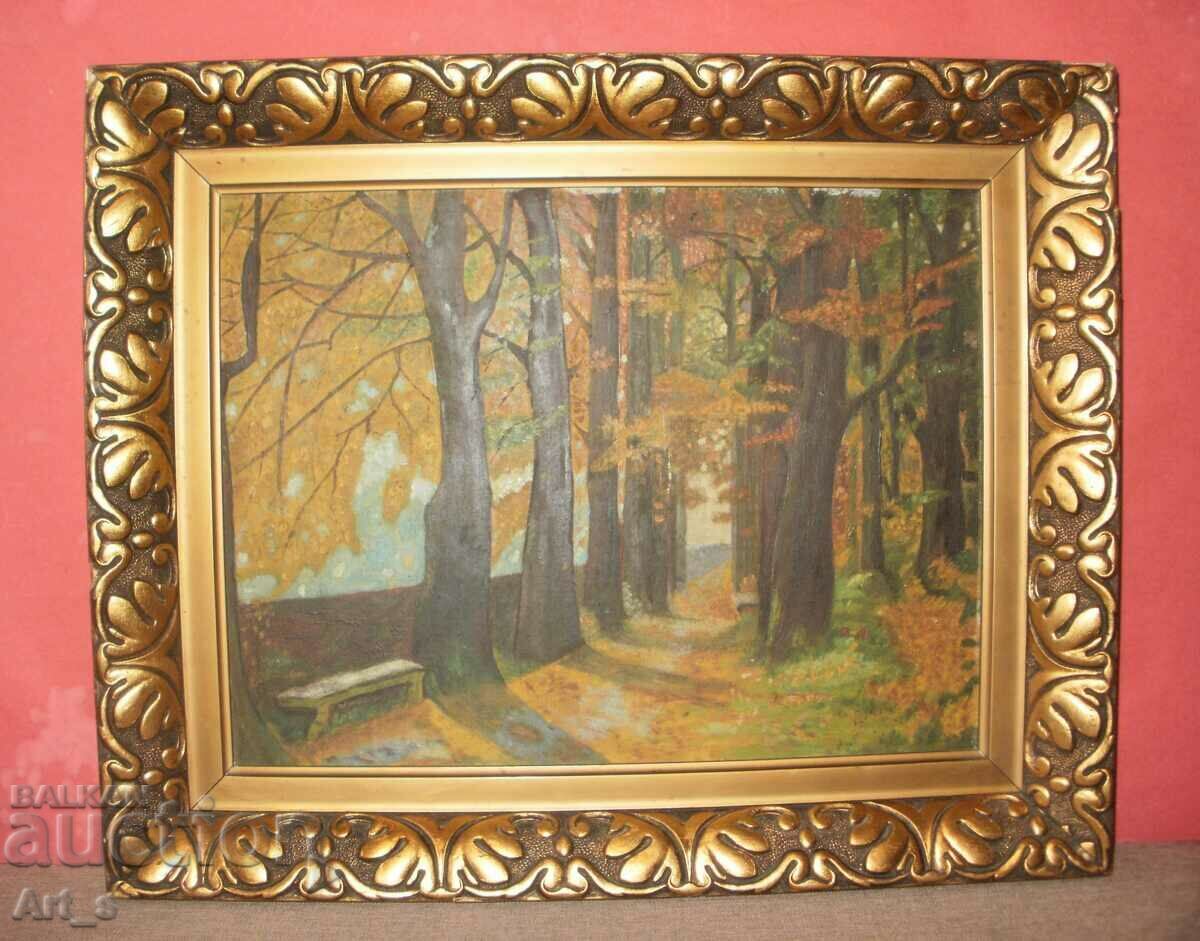 Golden Autumn - Magnificent framed oil landscape