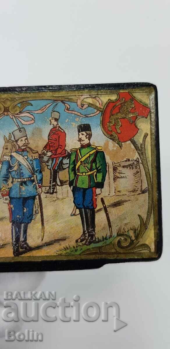 Rare wooden box with painting 1900 - 1918. War scene with price 680.00 BGN | € 347.68 Rare wooden box with painting 1900 - 1918. War scene with price 680.00 BGN | € 347.68